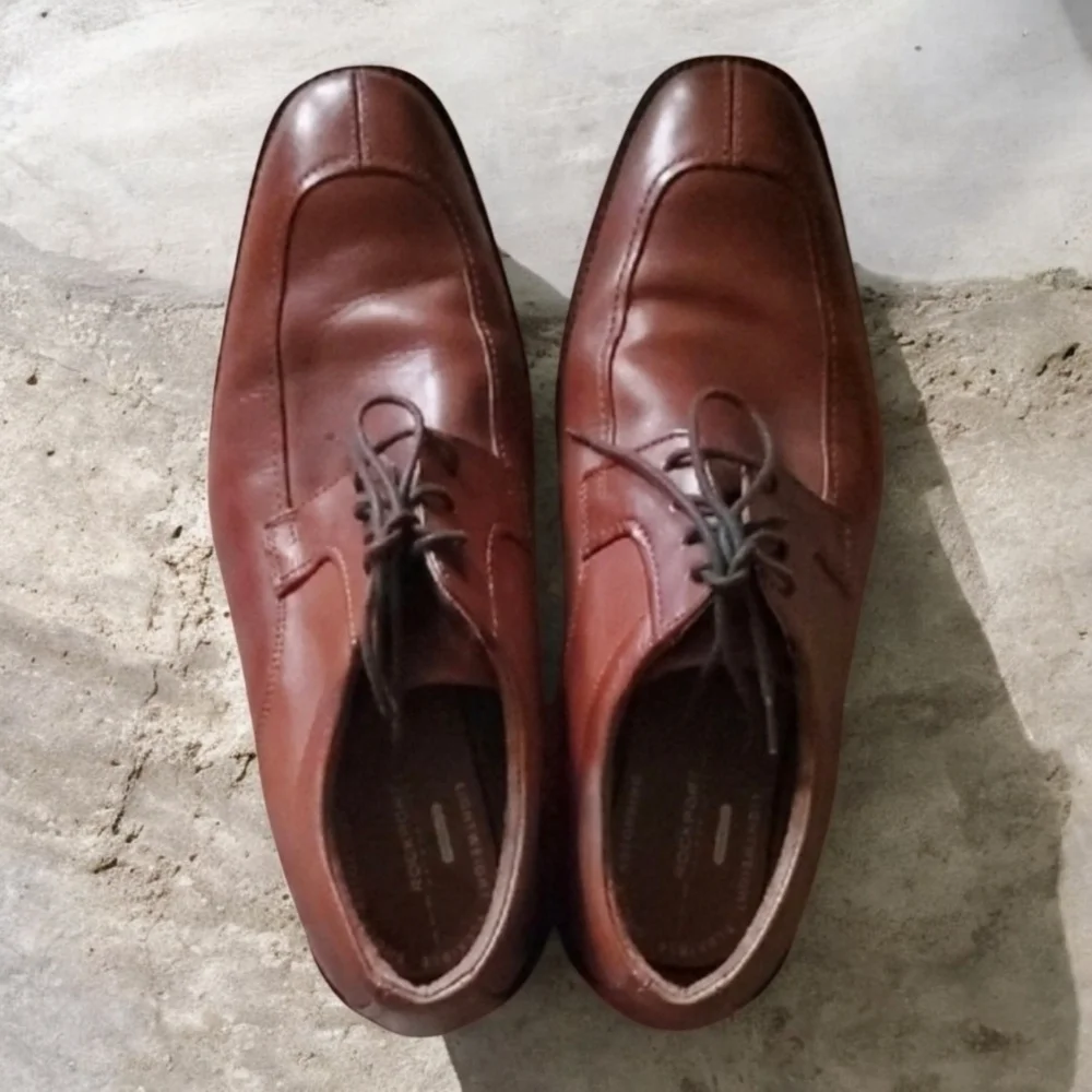Rockport Shoes Mens 11.5 11-1/2 Brown Leather Upper‎ Lightweight Lace Up Oxford